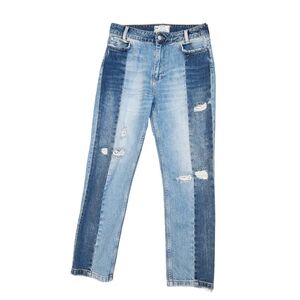 Free People Two Toned Jeans Tapered Leg distressed ankle length Size 27